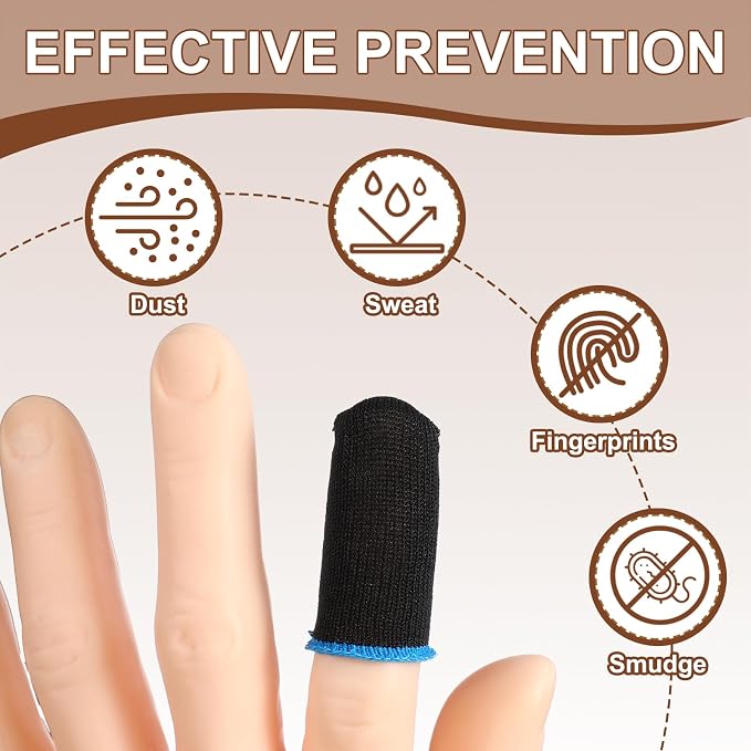 PATIKIL Controller Finger Thumb Sleeve, 40 Pack Mobile Gaming Finger Sleeve Silver Fiber Tip Gloves Anti-Sweat Breathable for Phone Game, Blue - Image 4
