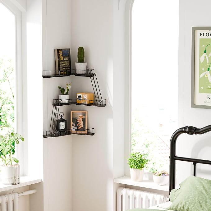 Fire Escape Wall Shelf - Modern City Style 3-Tier Corner Wall Shelves, Easy to Install Metal Ladder Shelf for Figures, New York Decorative Shelves for Bathroom, Living Room & Home Decor,Black - Image 3