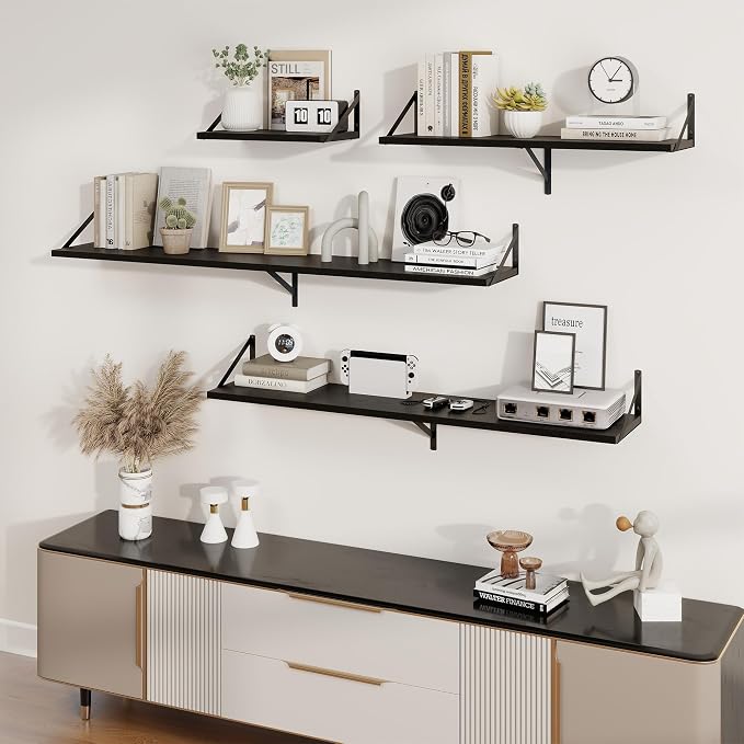 Axeman Deep Floating Shelves, 40'' x 10'' Black Wall Shelves Set of 2 - Image 7