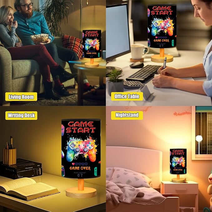 Video Game Table Lamp for Boys Room, Gifts for Boys - 3 Colors Dimmable Bedside Lamps for Bedroom Nightstand Night Light Gaming Room Decor for Gamer Boys Girls, Desk Reading Lamp for Office Home Decor - Image 5