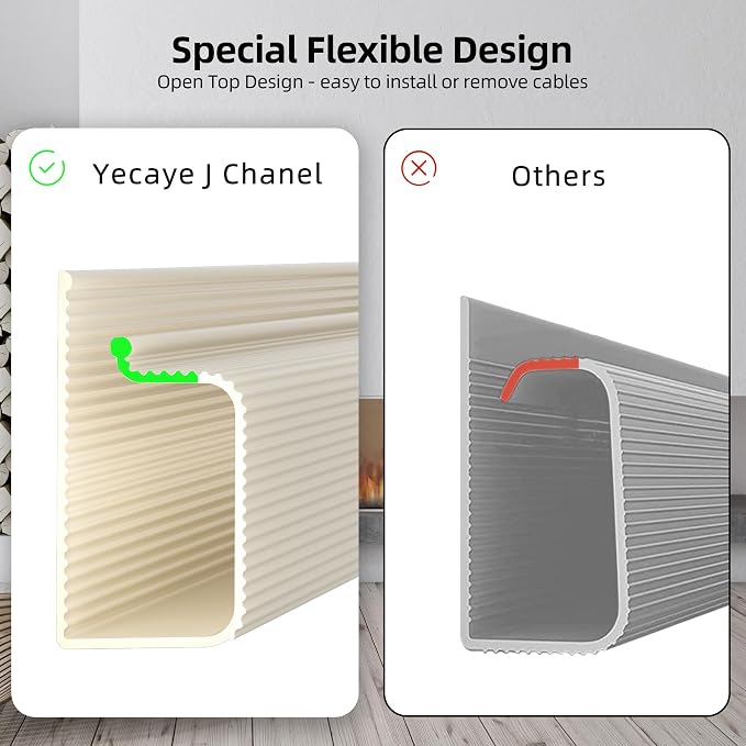 YECAYE Cable Management Under Desk, 94.2 in, Cable Raceway, Beige - Image 7