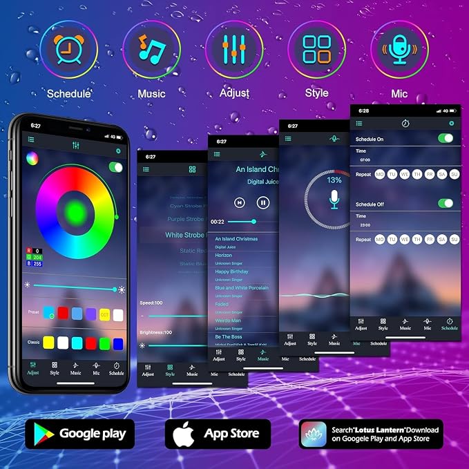 AILBTON 60ft Outdoor LED Strip Lights Waterproof,IP68 Outside Led Light Strips Waterproof with Bluetooth App Remote Control,Music Sync RGB Exterior Led Rope Lights,for Balcony,Deck,Roof,Garden,Pool - Image 7