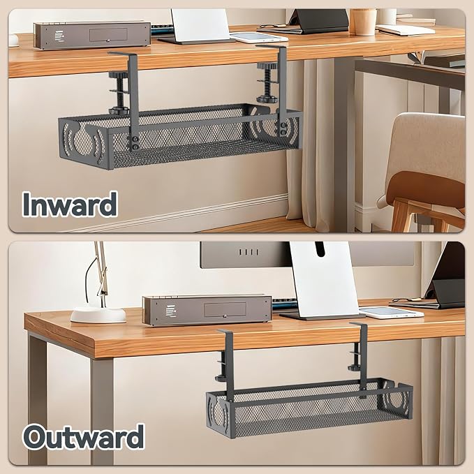 Cable Management, 15'' Under Desk Cable Management Tray No Drill - Image 7