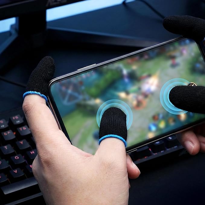 2 Pairs Mobile Gaming Gloves, Ultra-Thin Mobile Gaming Gloves Touchscreen Game Finger Sleeves Game Glove for Sweaty Hands Anti-Sweat Finger Sleeve Breathable for Phone Tablet Players Streamer - Image 7