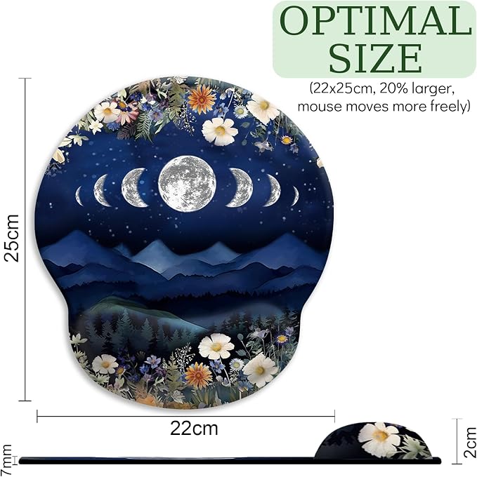 Funny Ergonomic Mouse Pad with Gel Wrist Rest, Moon Mountain - Image 4