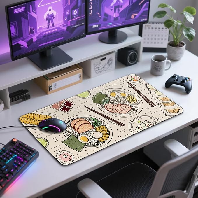 Japanese Ramen Large Gaming Mouse Pad Desk Mat XXL 31.5"x15.7" | Extended Mousepad, Non-Slip Rubber Base , Stitched Edges, for Computer/Laptop/Office/Home - Image 7