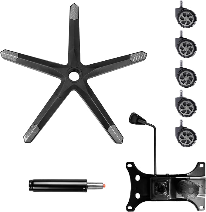 Frassie 28" Gaming Chair Base Replacement Set with Plate, Cylinder, Wheels | Heavy Duty Nylon Gamer Chair Base Replace Kit with 5 Casters Grey - Image 6