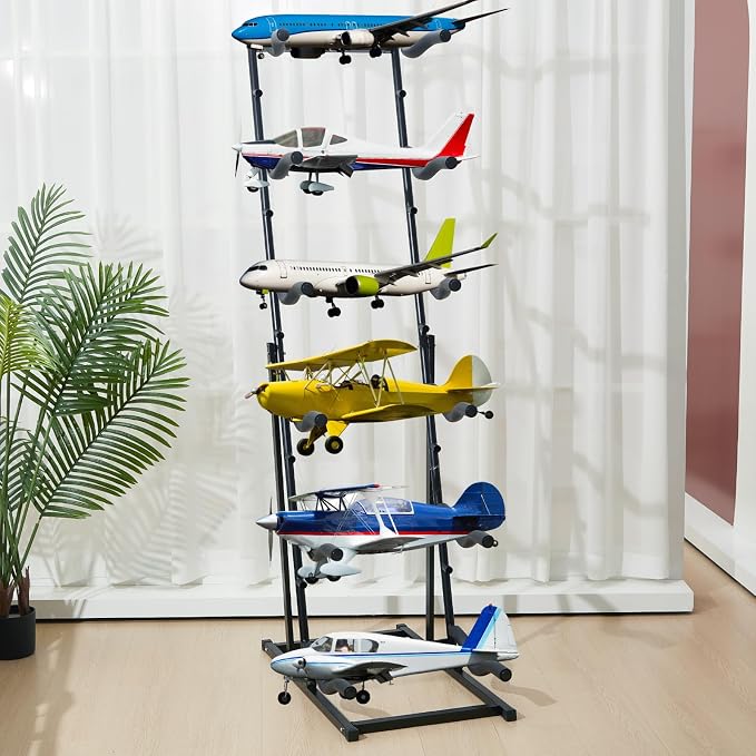 RC Airplanes Storage Rack 6-tier Metal Model Airplane Display Stand 18" x 71" with Adjustable Shelves Holds Multiple Remote Control Plane - Image 6