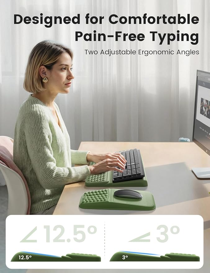 Vaydeer Keyboard Stand and Mouse Pad Set, Soft Memory Foam Wrist Rest - Image 3