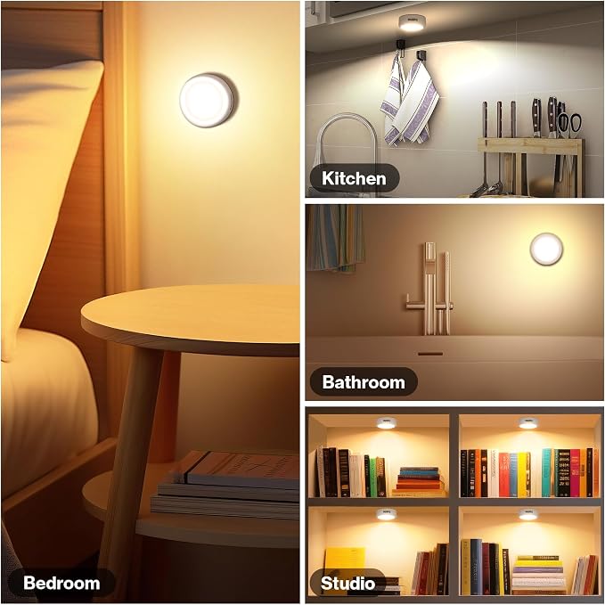 Cadrim Puck Lights - LED Color Changing, Dimmable Under Cabinet Lights with Wireless Remote Controls for Kitchen (1 Pack) - Image 4