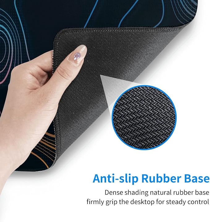 Topographic Contour Map XL Mouse Pad 31.5 x 11.8 Inch Gaming Mousepad Extended Large Mousepad with Nonslip Rubber Base Stitched Edges Laptop Desk Pad Home Office Supplies - Image 9