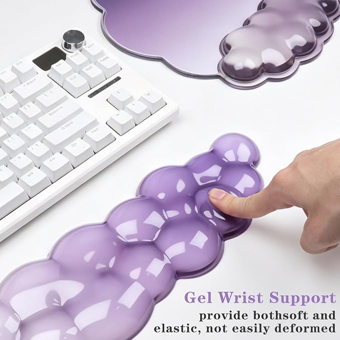 Cloud Keyboard Wrist Rest and Mouse Pad Set - Purple - Image 5