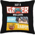 Just A Gamer Who Loves Anime and Ramen Boy Kids funny animes Throw Pillow by Unknown