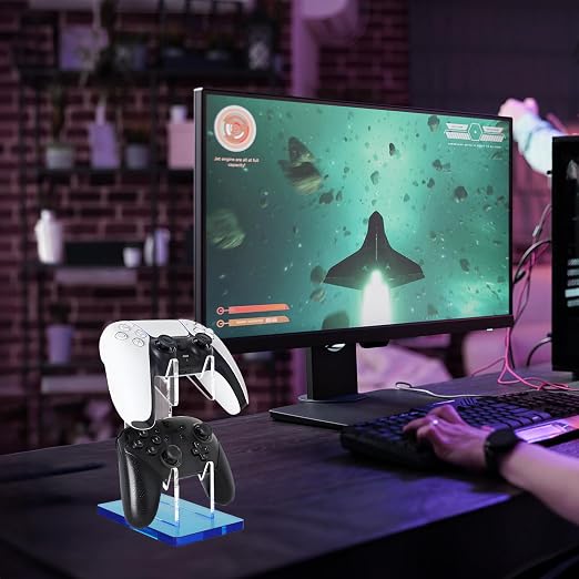 FYY 2-Tier Game Controller Stand - Universal Dual Controller Holder, Blue Display Stand - Compatible with Nintendo Switch, Xbox, PS5, PS4 - Desk Mounts - Image 2