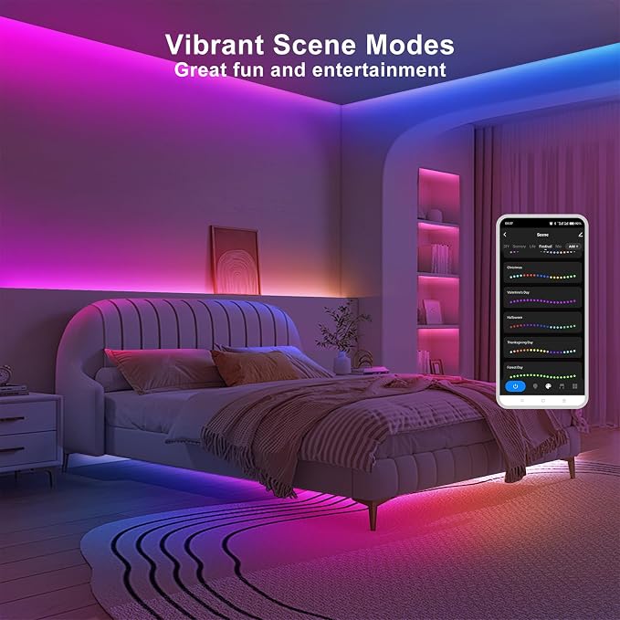 Tatazone 6.56ft Bluetooth RGB+IC COB Led Strip Light with App, Chasing COB Light Strip, Segmented Control, Music Sync, Color Changing Led Lights for Home Decor, Gaming, Cabinet, Desk - Image 7