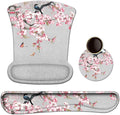 Ergonomic Keyboard Mouse Pad Set with Wrist Rest Support, Memory Foam Hand Rest Wrist Cushion Set for Laptop/Notebook/Desktop/Computer/Gaming/Office/Desk, Easy Typing & Pain Relief(Bird & Pink Flower) by AORTDES