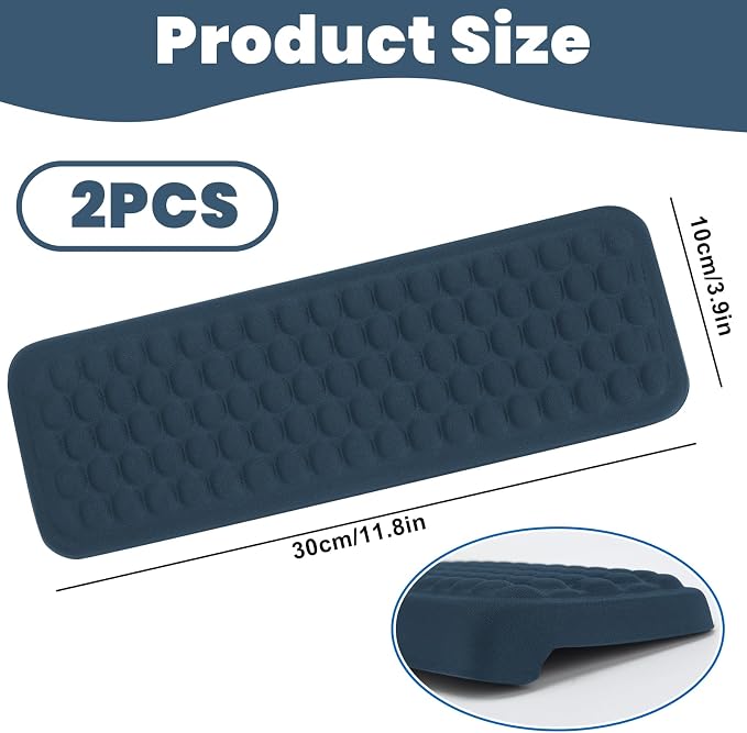 Arm Rest for Desk, L-Shaped Memory Foam Elbow Pads with Non-Slip Base, 2-Piece Ergonomic Desk Edge Cushion & Wrist Rest for Computer Keyboard, Office and Home Use (Blue) - Image 2