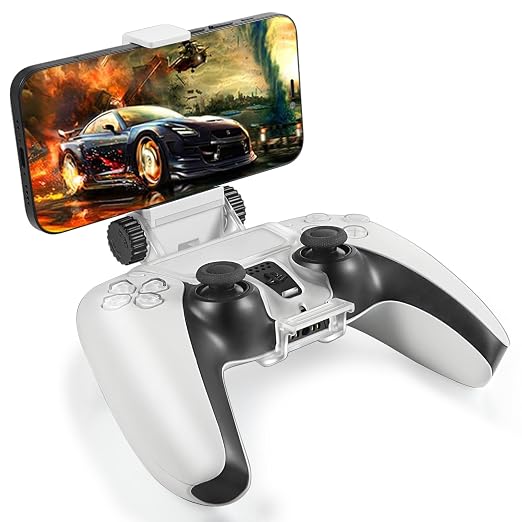ICESPRING Phone Clip Holder Mount for PlayStation 5 PS5 Controller | Clamp Mount, Stand Bracket, Wireless Controller Compatible by ICESPRING