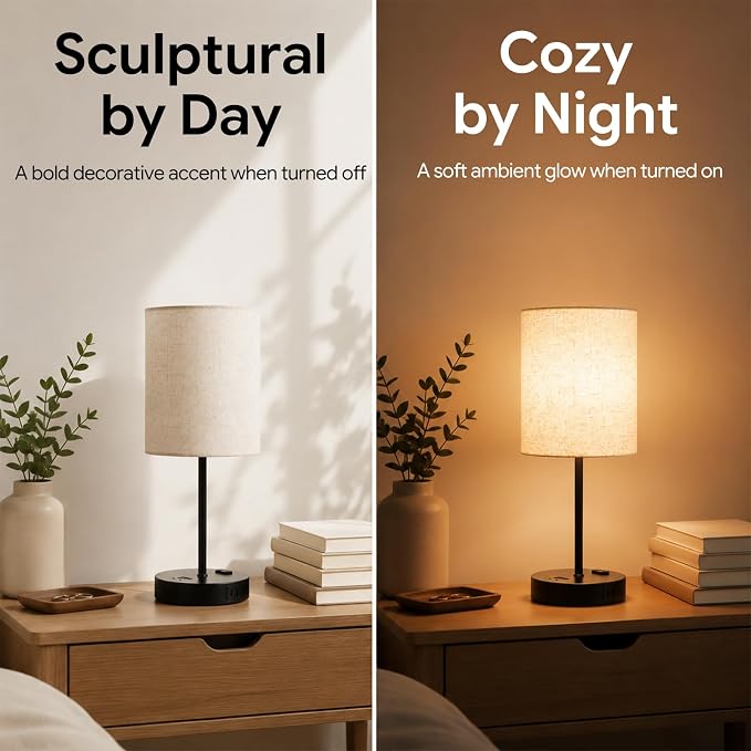 BySea Dimmable Desk Lamp with Clock, Remote, USB Ports, AC Outlet, Nickel - Image 7