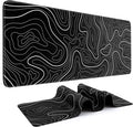 DIGSOM Gaming Mouse Pad, Black with White Topographic Line, 31.5x11.8in | XL Mouse mat, Smooth surface, Anti-slip rubber base, For keyboard and mouse, For home and office use by DIGSOM