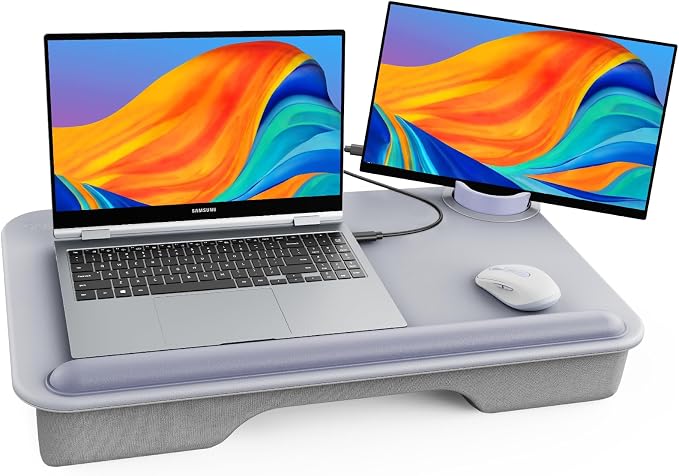 SAIJI Laptop Lap Desk with External Monitor Holder Fits Up to 17" Laptops by SAIJI