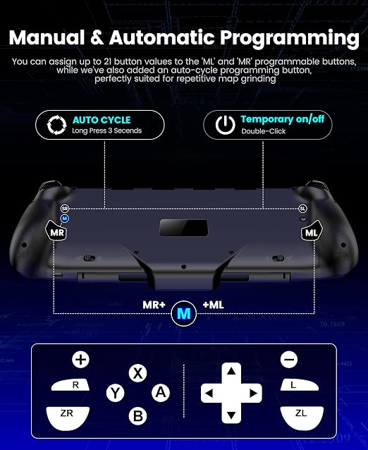 NinABXY Hall Effect Joystick Controller for Nintendo Switch 2, Wireless One-Piece Handheld Switch Joypad - Macro, Ergonomic Grip, Turbo- Christmas Accessories, Black,M - Image 7