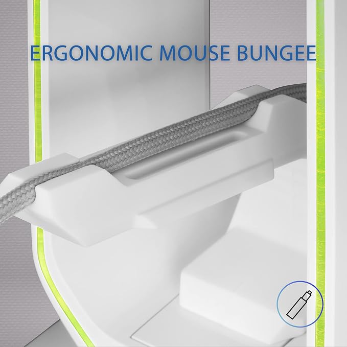 Mars Gaming MHHPROW, Gamer Headset Stand with 2xUSB HUB + Bungee Mouse, White - Image 6