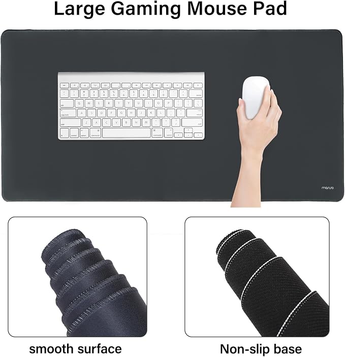 MOSISO Keyboard Mouse Pad Set, Large Gaming Mouse Pad&Keyboard Wrist Rest | Rectangular Mousepad with Wrist Rest&Coaster, Ergonomic Non-Slip&Easy Typing Pad with Curved Silicone Lining, Slate Gray - Image 4