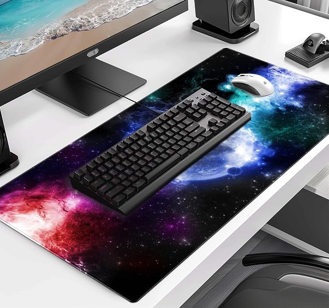 Large Extended Nebula Starry Sky Mouse Pad, Laptop and Home Office Desk Pad | Large Extended Mouse Pad; Full Desk Coverage; Waterproof Coating; Stable Anti-Slide Base For Gaming, Office, Study Daily Use - Image 3