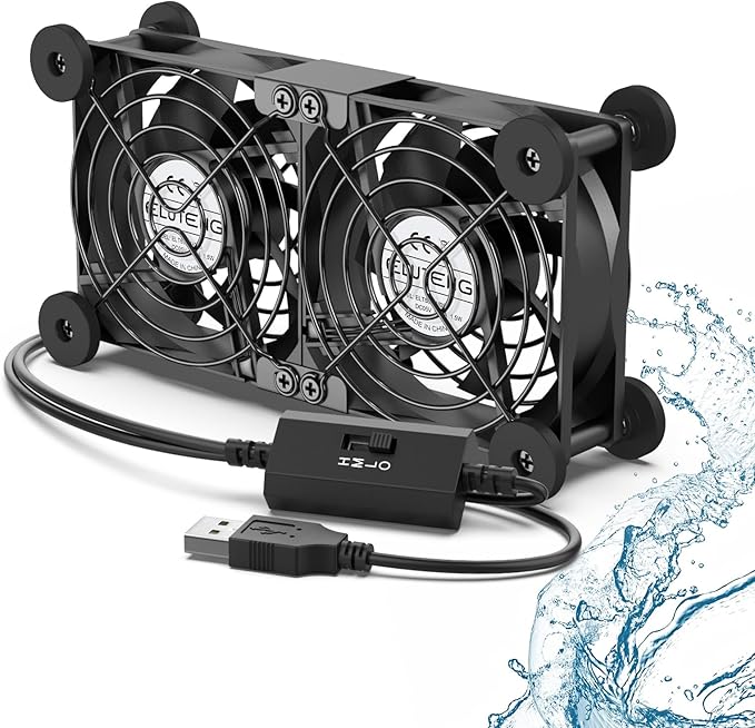 ELUTENG Dual Cooling Fan Whisper Quiet 80mm USB Fan 3 Adjustable High Speed by ELUTENG