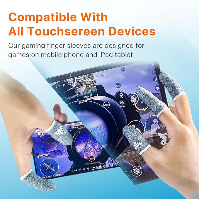 10 Pack Silver Fiber Dedales Gamer Profesionales Anti Slip Sweat Proof Gaming Finger Thumb Sleeves Cots Breathable Mobile Phone Gamer Gloves Guantes para Durable Covers for Pubg - Image 7