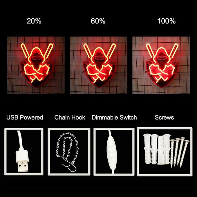 Red Ninja Led Neon Sign Light Pop art Neon Sign Led Light Up Sign Room Wall Decor Man Gaming Room, Kids Room, Bar Decoration, Birthday Party Gifts - Image 3
