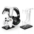 OAPRIRE Acrylic Game Controller Stand for Desk, 2 Tier, Stabilized Base | Controller and Headset Stand, Gamer Gift for PS5 PS4 Xbox Controllers, Desk Accessories, Quick Desk Tidy In Seconds, Black by OAPRIRE