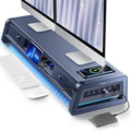 Vaydeer All-in-One Dual Monitor Stand Riser with 2 Drawers, 8USB Ports and Wireless Charging Pad with LED Light Strip for 2 Monitors , Desk Organizer for PC, iMac (Metal, 39.3 inches) by Vaydeer
