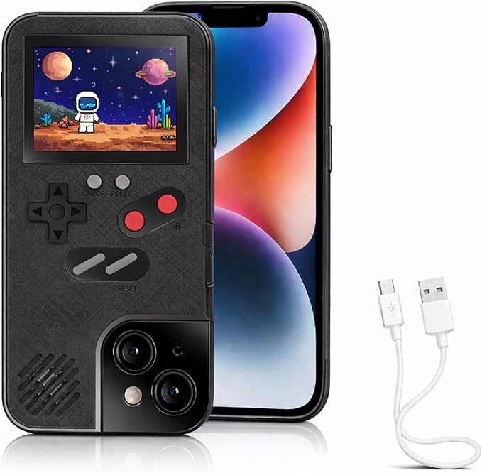 Game Phone Case, 168 Built-in Small Video Games, Black, Compatible with iPhone 16 Pro by Chu9