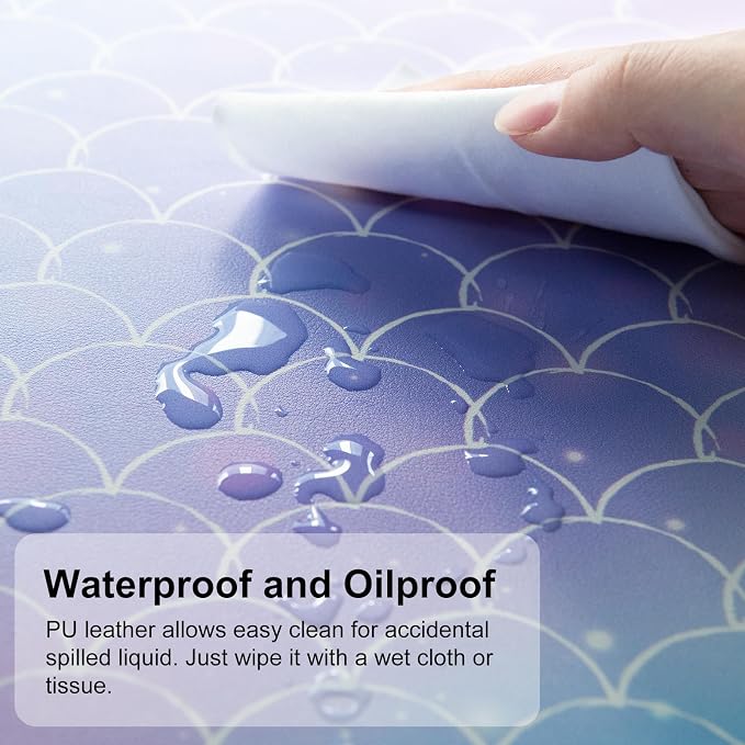 QiyI PU Leather Large Mouse Pad, 31.5" x 15.7", Gradient Fish Scales | Desk Décor Accessories, Extended Size, Waterproof & Easy to Clean, Smooth Surface, Non Slip Desk Organization - Image 4