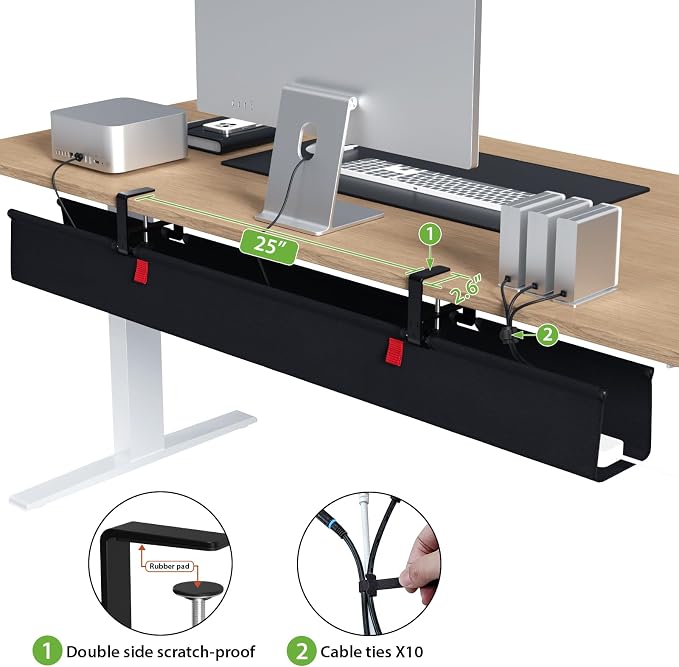 KEEGH Extra Large No Drill Under Desk Cable Management Tray 48 in, Black - Image 4