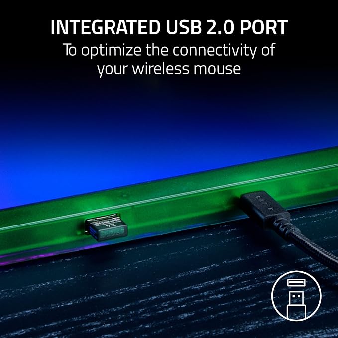 Razer Firefly V2 Pro Fully Illuminated RGB Gaming Mouse Mat: Backlit Design - 15 Zone Chroma Lighting - USB 2.0 Port - Detachable USB Type C Cable - Micro Textured Surface - Anti Slip Base - Image 4
