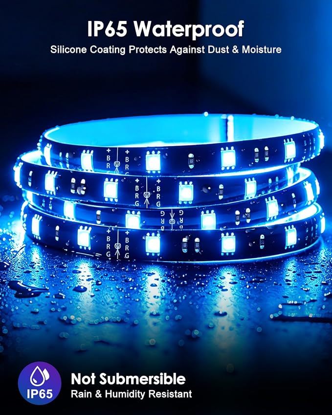 HitLights Waterproof LED Strip Lights Kit, RGB Color Changing Pre-Cut 4FT - Image 2