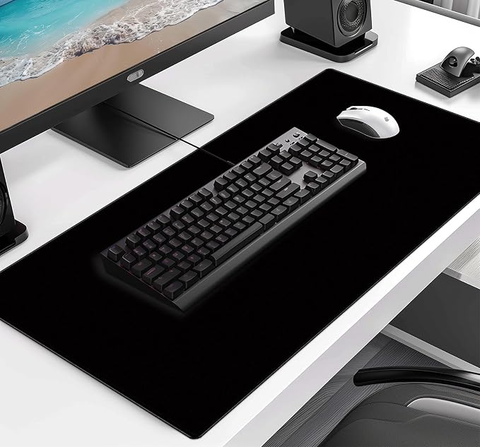 Large Black Computer Mouse Pad, Office Non Slip Gaming Desktop Keyboard Pad | Large Extended Mouse Pad; Full Desk Coverage; Waterproof Coating; Stable Anti-Slide Base For Gaming, Office, Study Daily Use - Image 2