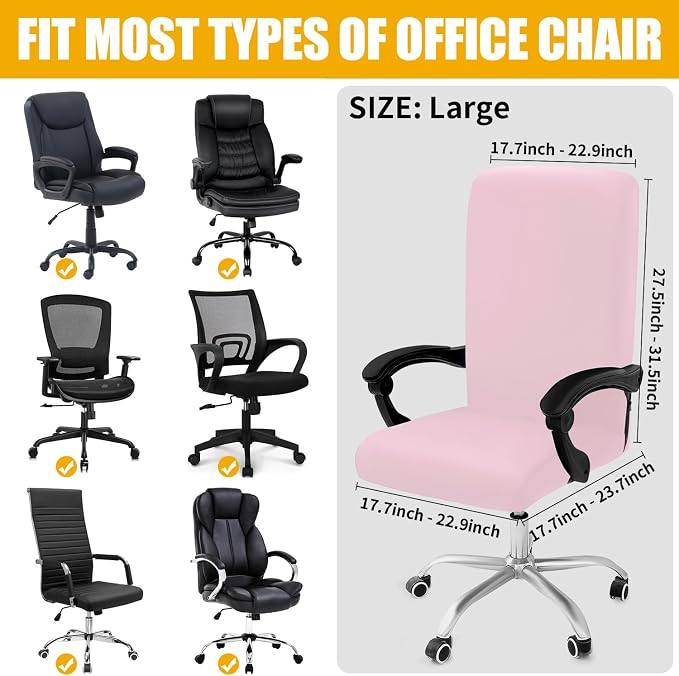 Smiry Stretch Printed Office Computer Desk Chair Covers, Pink | Universal Desk Rotating Chair Slipcovers Removable Washable, Soft Fit Anti-Dust Spandex Protector Cover with Zipper - Image 5