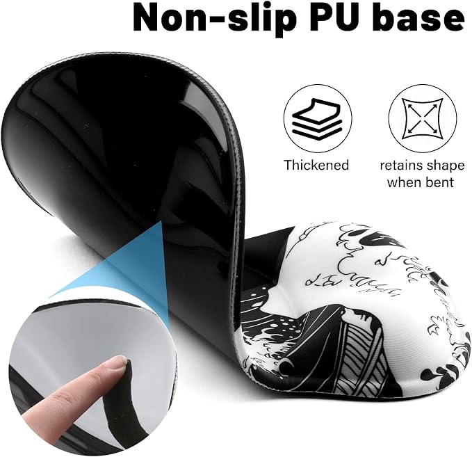 Ergonomic Mouse Pad with Wrist Rest - Gel Wrist Support Mousepad with Non-Slip PU Base for Computer, Laptop, Office & Home - Image 5