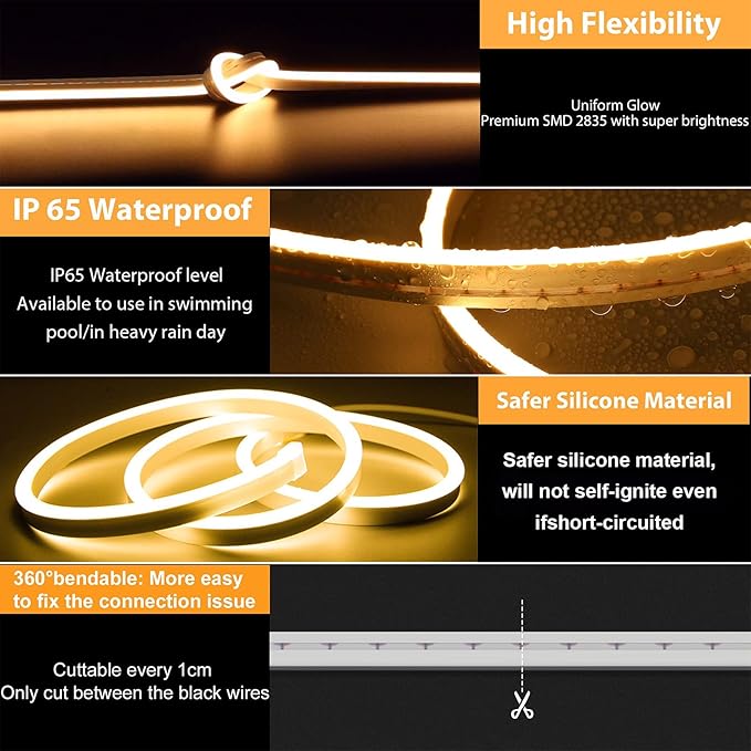 3.28FT Warm Neon Light Strip, 5V USB Led Strip Lights with Touch Controller, Flexible Neon Rope Lights for Bedroom, Party, Home Decor - Image 6