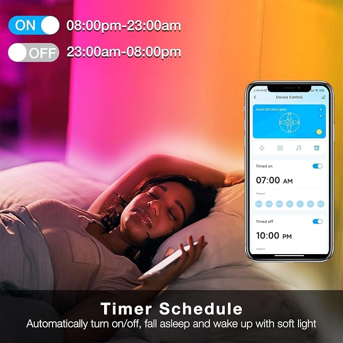 DAYBETTER Smart WiFi Led Lights, 25 FT RGB Led Strip Lights Compatible with Alexa and Google Assistant, App Voice Remote Control Music Sync Color ChangingLED Strip Lighting for Bedroom Room Decor - Image 5