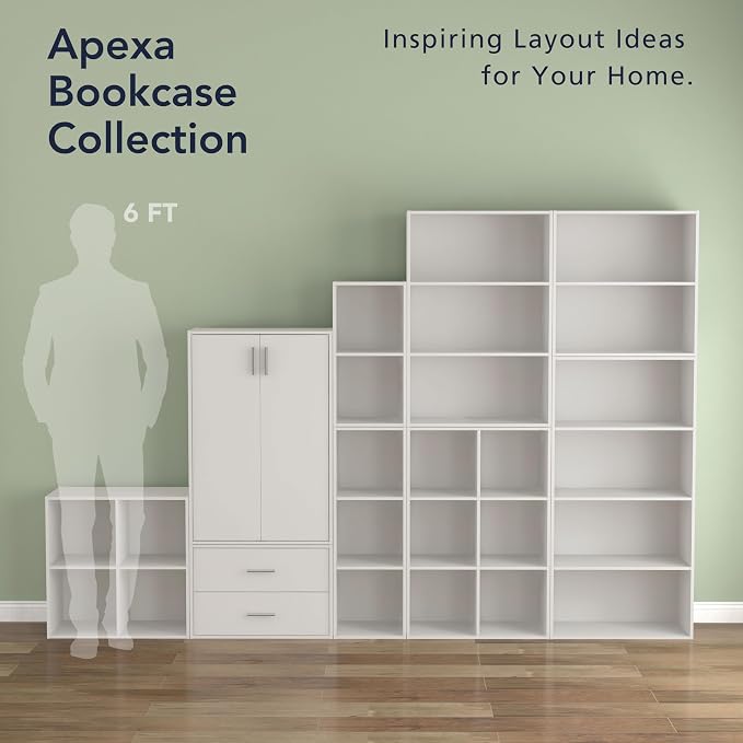 Homes: Inside + Out Apexa 3-Tier Cube Storage Organizer Shelves, Stackable Wood Bookcase Fits Cubby Bins for Organization, Dorm Teen Room Decor & Home Office, White - Image 8