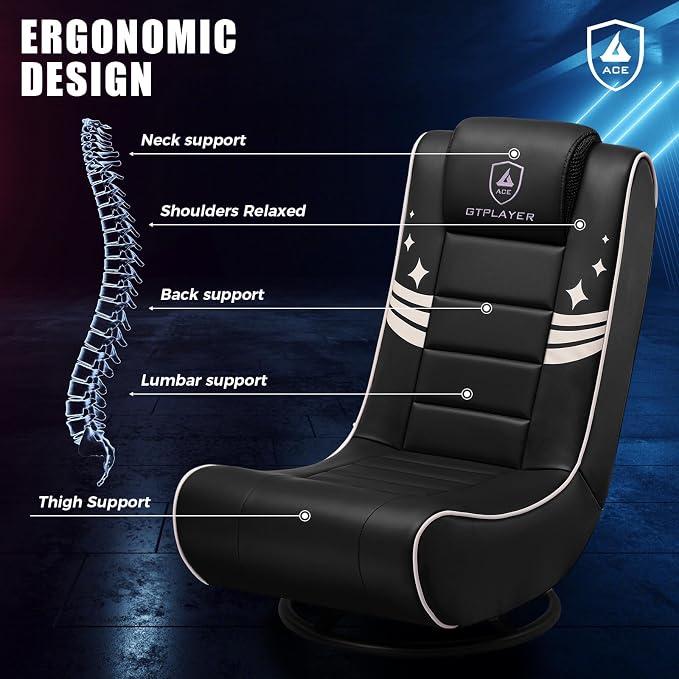 GTPLAYER Floor Gaming Chair Foldable Swivel Floor Chairs for Kids Boys Comfy Video Game Seat with 360° Multipurpose for Gamers, Bedroom or Game Room (Gold Stripes) - Image 7