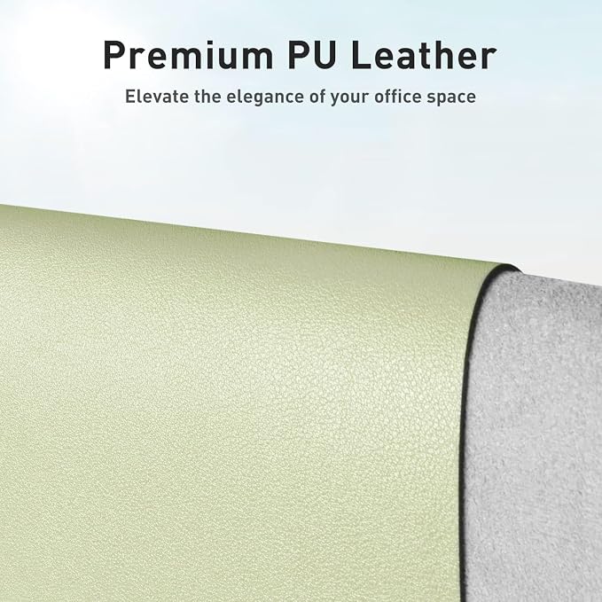 Aothia Leather Desk Pad Protector, Office Desk Mat, Large Mouse Pad, Non-Slip PU Leather Desk Blotter, Laptop Desk Pad, Waterproof Desk Writing Pad for Office and Home (48"x17", Grass Green) - Image 2