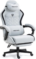 Big and Tall Gaming Chair Fabric with Footrest, Massage Lumbar for Adults | Ergonomic High Back Gamer Chair with Pocket Spring Cusion, Wide Video Game Chair Comfy for Big Guys 400LBS Home Office Gray by MEENICE