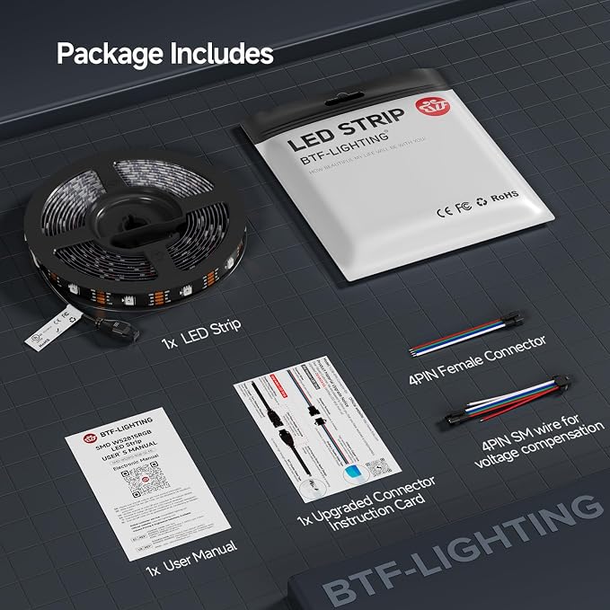 BTF-LIGHTING WS2815 LED Strip Light UL Listed 16.4FT 150 LED DC12V IP67 - Image 9