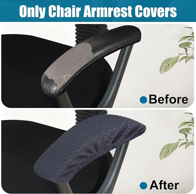 Smiry Office Computer Chair Armrest Covers, 2PCs Anti-dust Arm Rest Pad | Removable Washable Desk Chair Arm Pad Covers, Dark Grey - Image 6